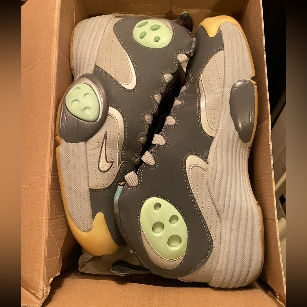 Gray and Green Athletic Sneakers
